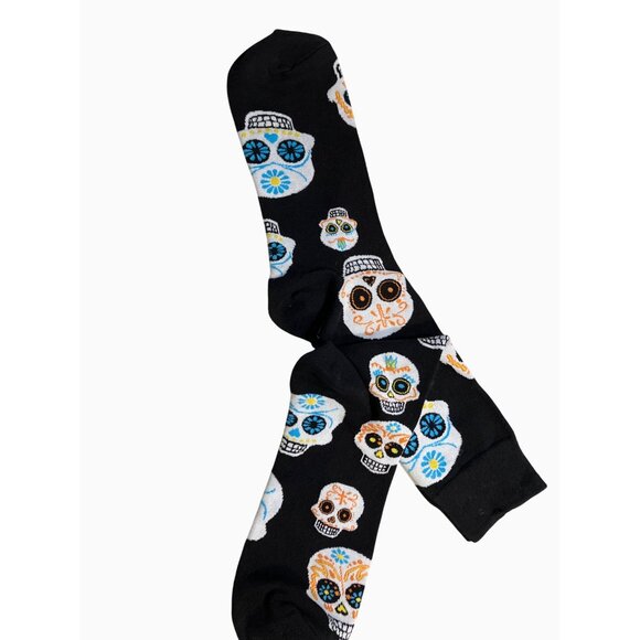 Dia De Los Muertos Halloween Skull Crew Socks One Size Fits Most - Picture 8 of 8